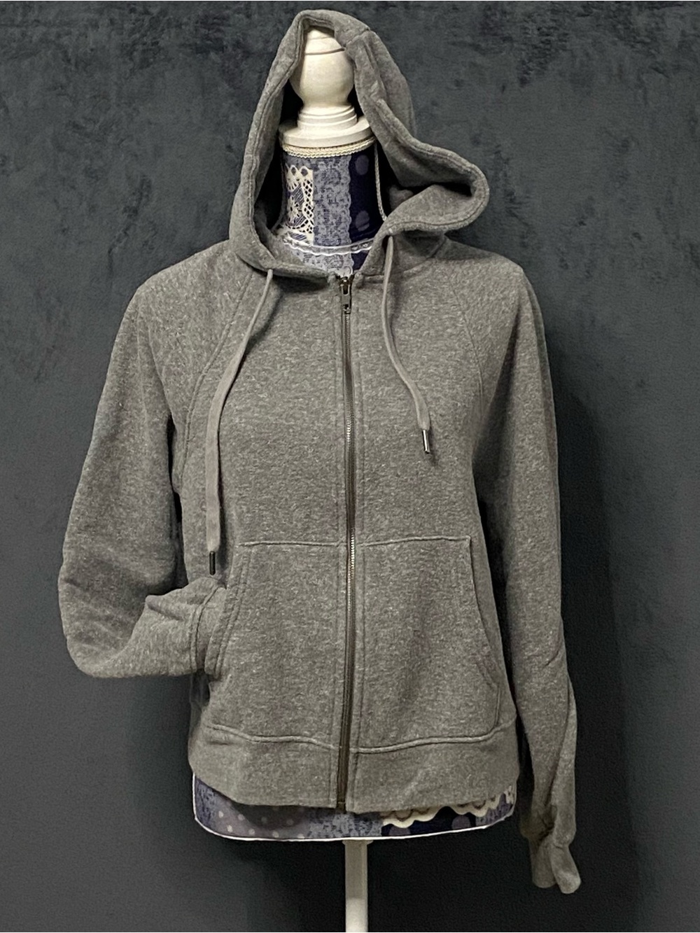 Spiritual Gangster Hoodie Sweatshirt Womens Gray Full Zip Cozy Lounge Wear